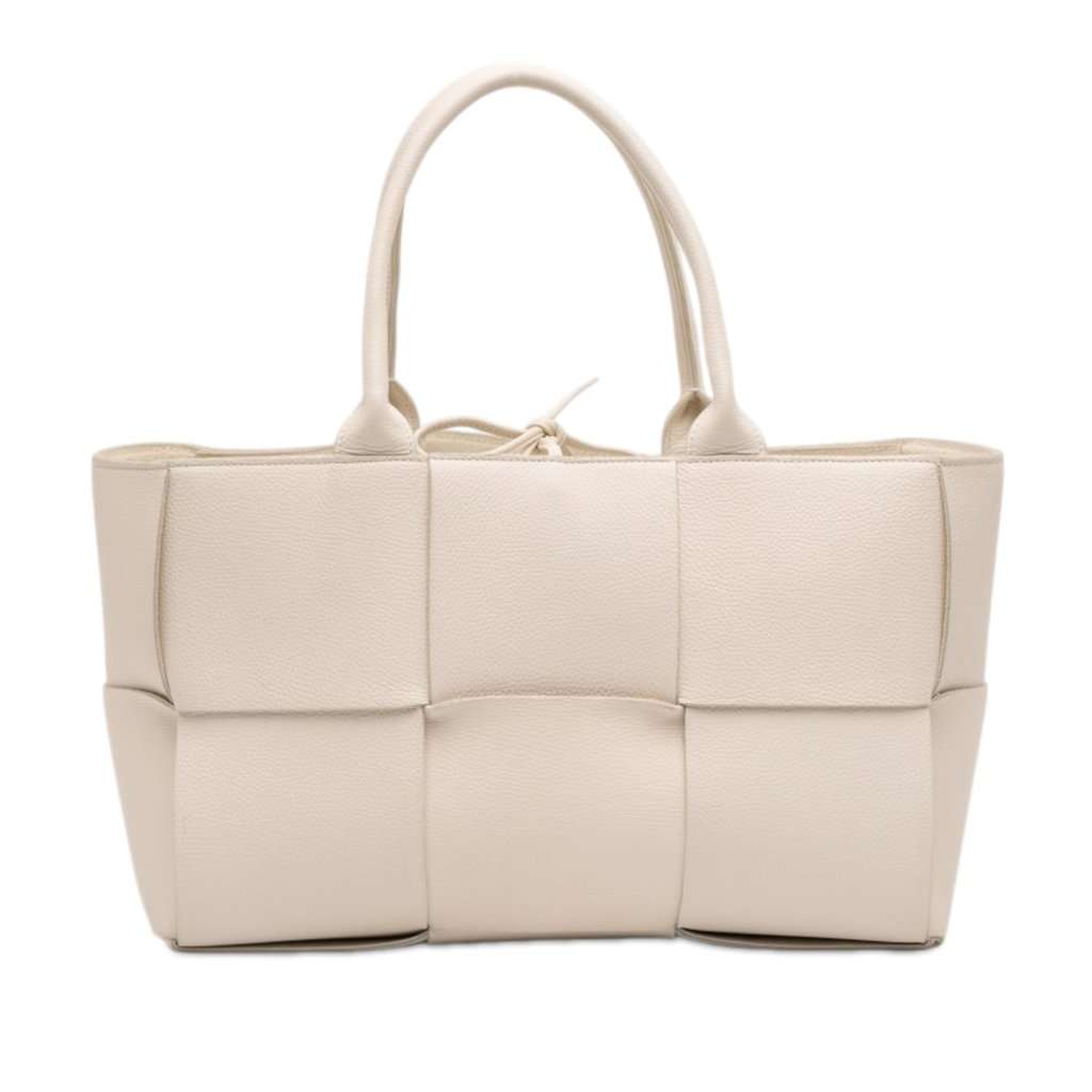 Bottega Veneta Small Nappa Maxi Intrecciato Arco Tote White Leather Very good condition - Front View