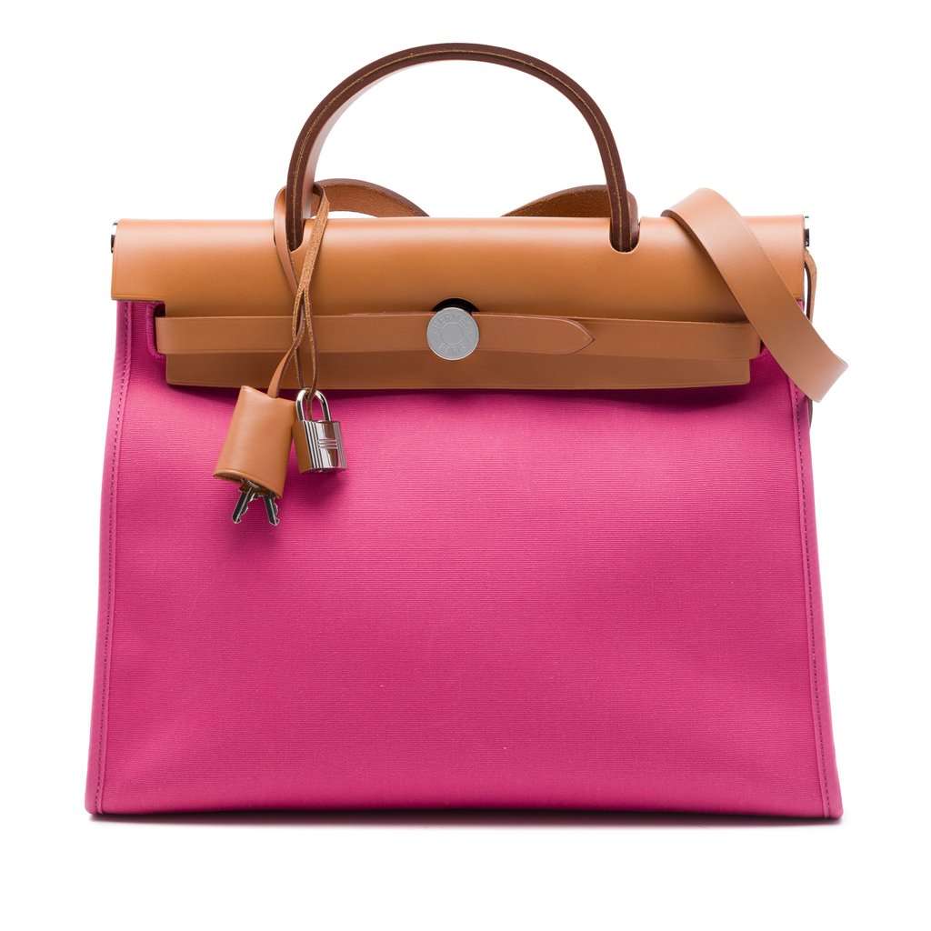 Hermès Toile Herbag Zip 31 Pink Very good - Front View