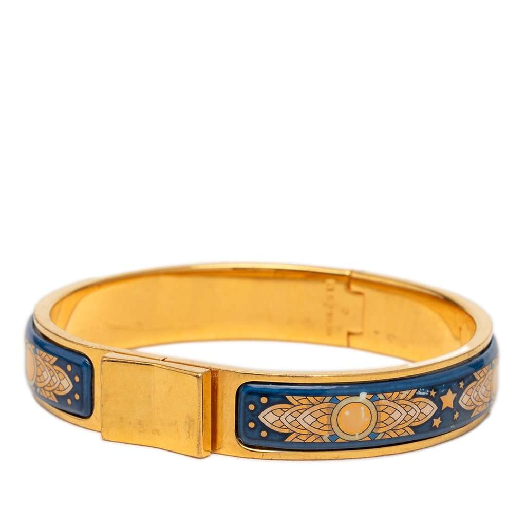 Hermès Narrow Printed Enamel Loquet Hinge Bracelet Blue Very good - Back View