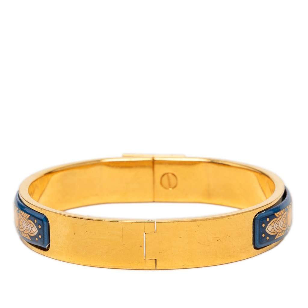 Hermès Narrow Printed Enamel Loquet Hinge Bracelet Blue Very good - Inside View