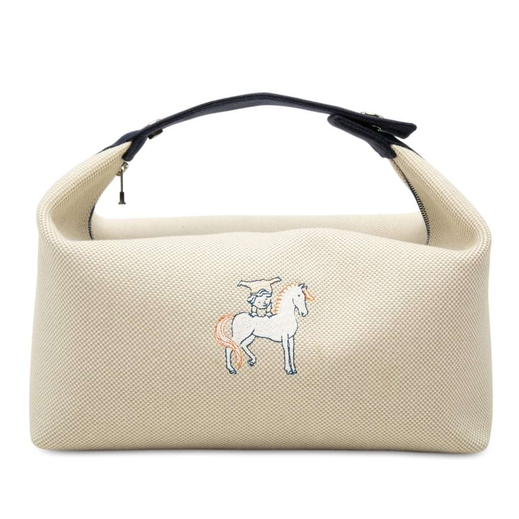 Hermès Large Toile Bride A Brac Cabriole Case Beige Very good - Front View