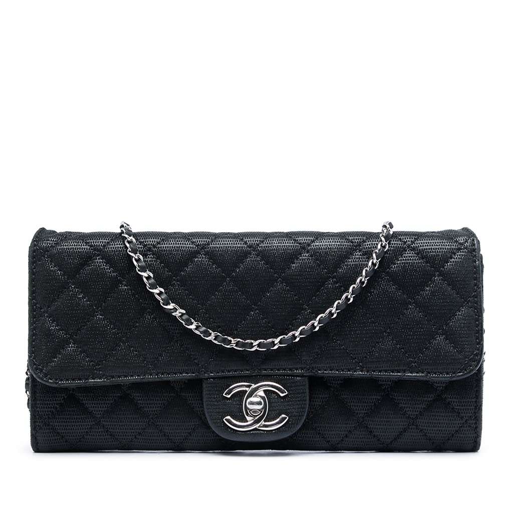 Chanel CC Quilted Iridescent Fabric East West Flap Black Very good - Front View