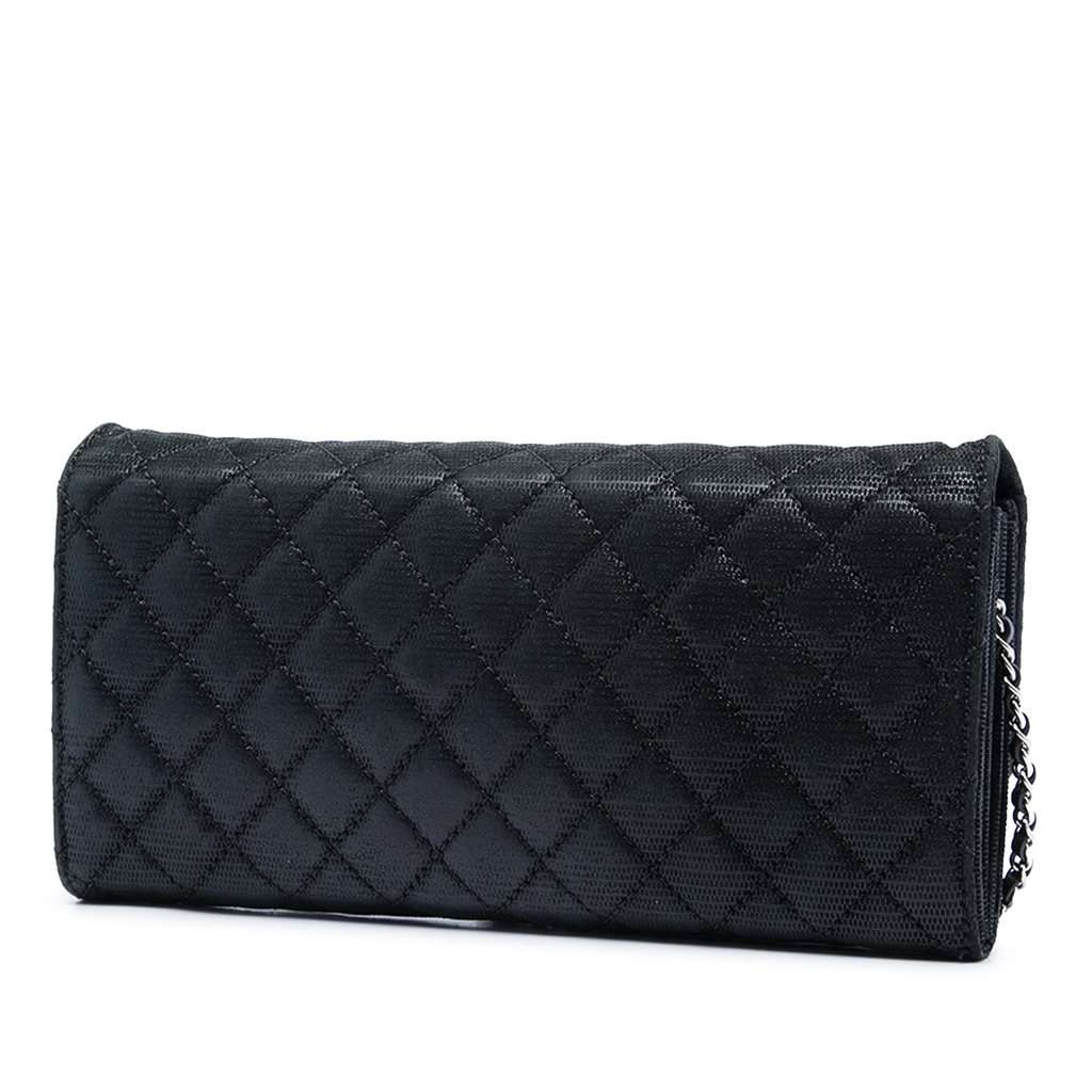 Chanel CC Quilted Iridescent Fabric East West Flap Black Very good - Back View