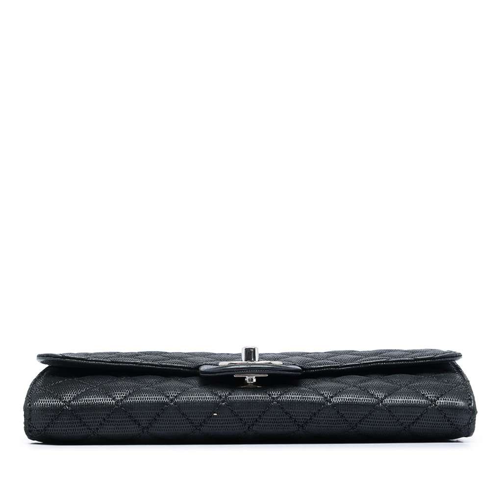 Chanel CC Quilted Iridescent Fabric East West Flap Black Very good - Inside View