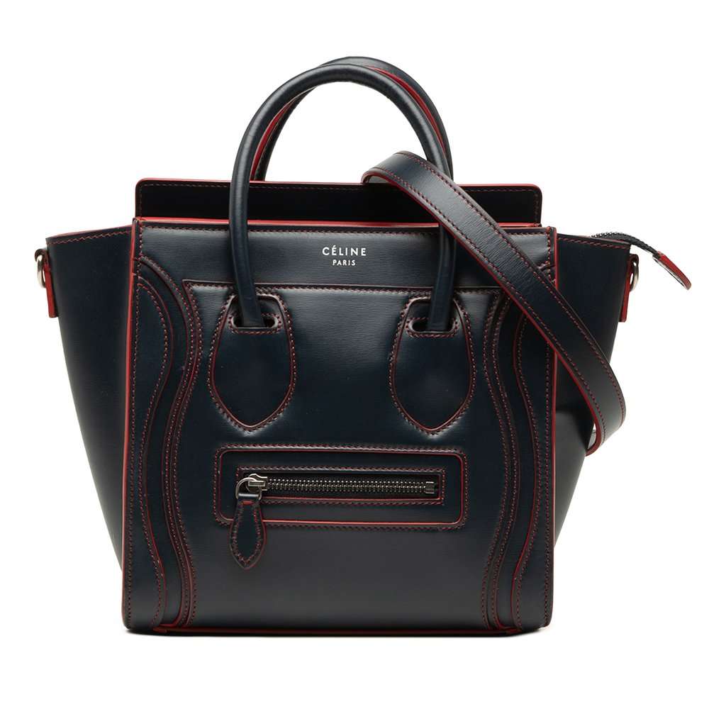 Celine Nano Bicolor Smooth Calfskin Luggage Tote Blue Leather Very good - Front View