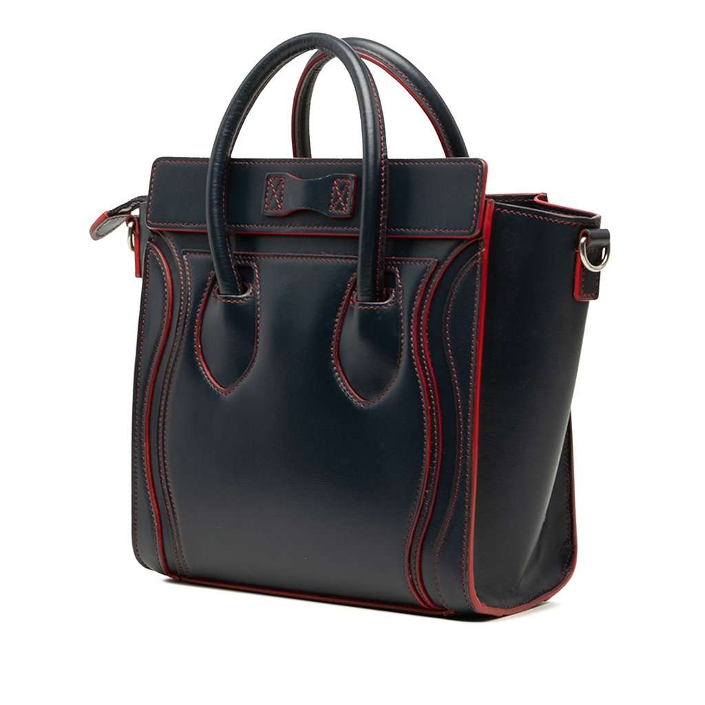 Celine Nano Bicolor Smooth Calfskin Luggage Tote Blue Leather Very good - Back View