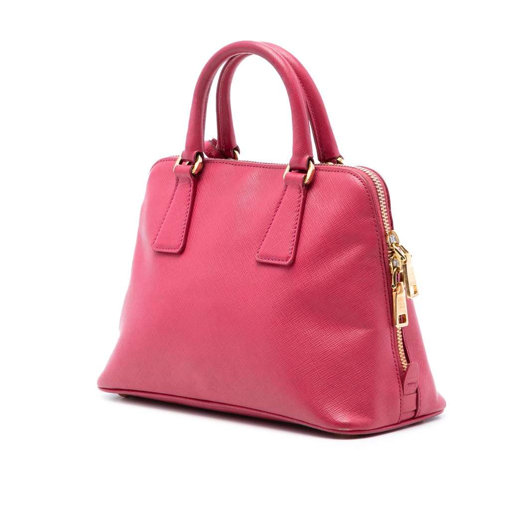 Prada Small Saffiano Lux Promenade Satchel Pink Leather Very good condition - Back View