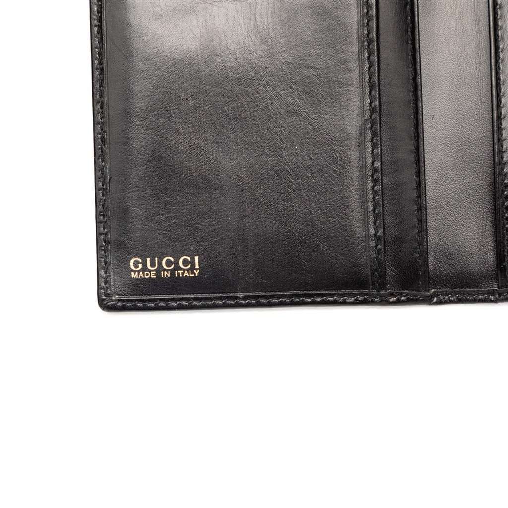 Gucci Calfskin Horseshoe Long Wallet Black Leather Very good condition - Box View