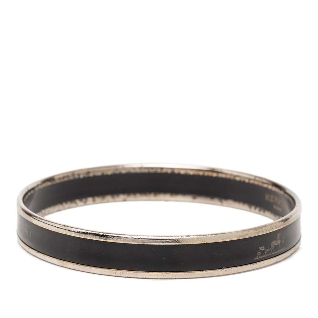Hermès Narrow Caleche Enamel Bracelet 65 Black Very good condition - Back View