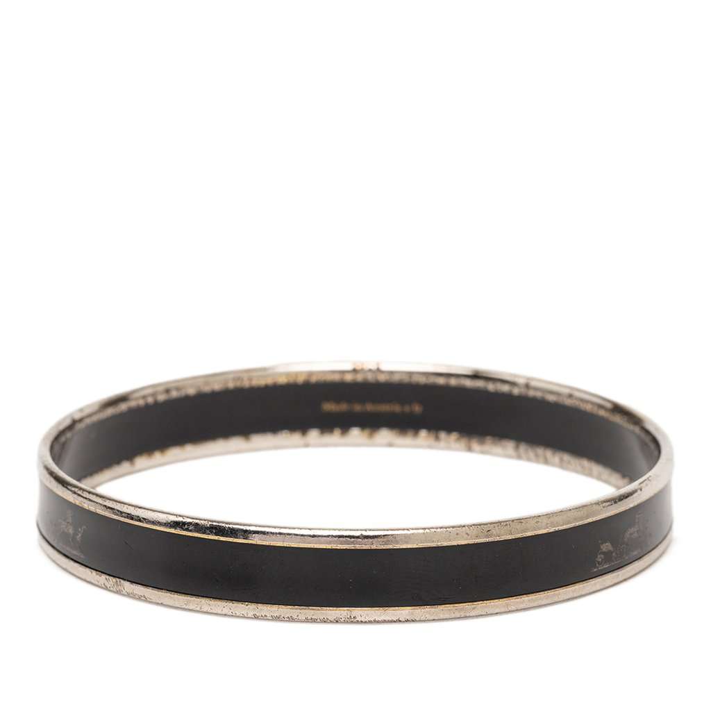 Hermès Narrow Caleche Enamel Bracelet 65 Black Very good condition - Inside View