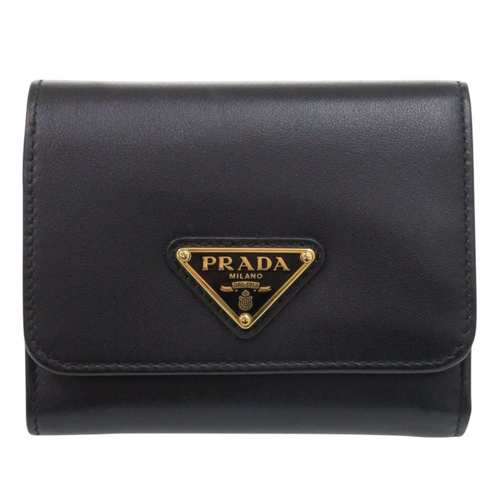 Prada City Calf Trifold Wallet Black Leather Very good condition - Front View