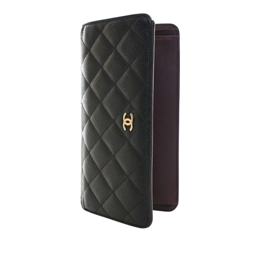 Chanel CC Quilted Caviar Yen Bifold Long Wallet Black Leather Very good - Inside View