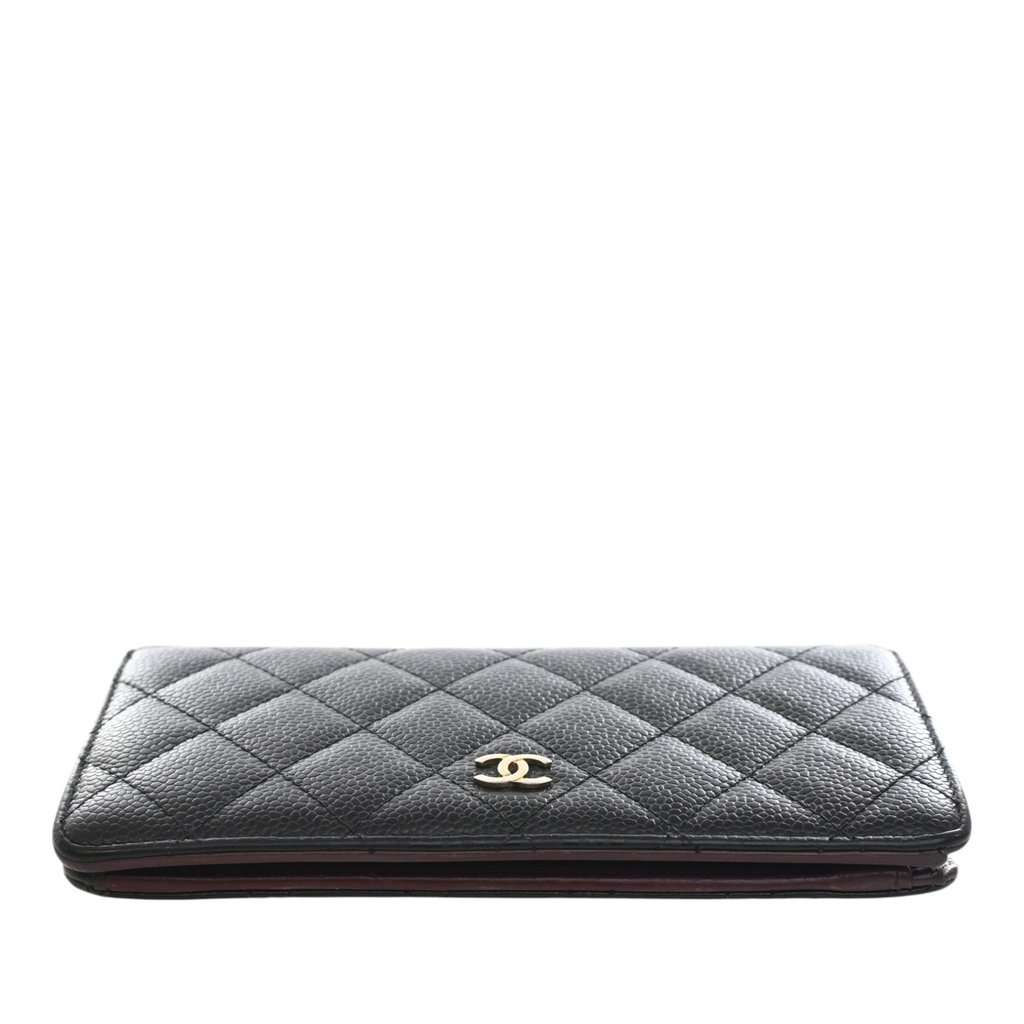 Chanel CC Quilted Caviar Yen Bifold Long Wallet Black Leather Very good - Box View