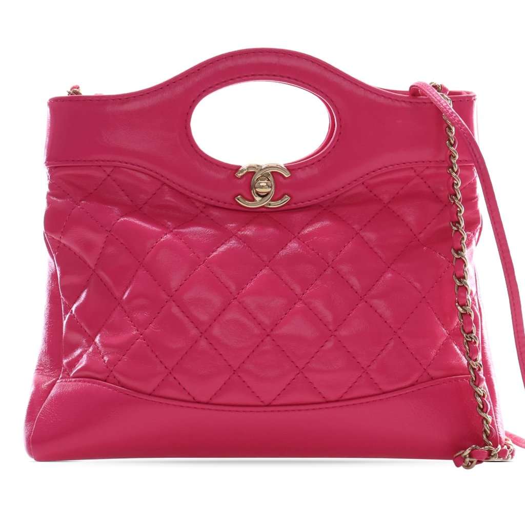 Chanel Large Quilted Glazed Calfskin 31 Shopping Bag Pink Leather Very good - Front View