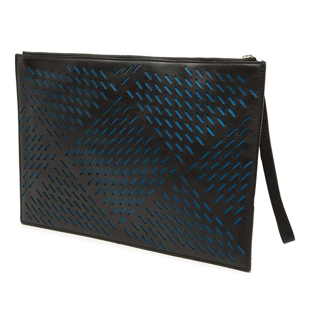 Bottega Veneta Perforated Leather Clutch Black Leather Very good condition - Back View