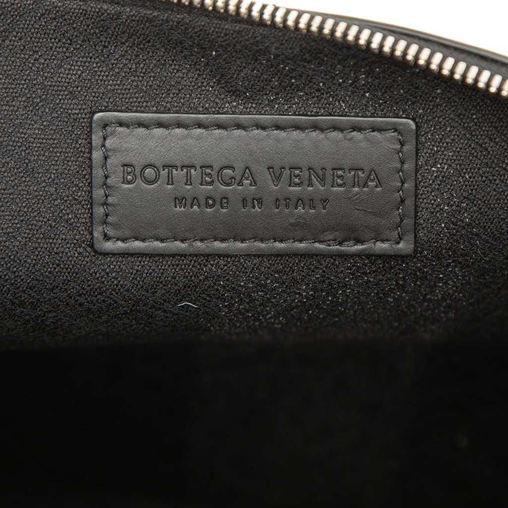Bottega Veneta Perforated Leather Clutch Black Leather Very good condition - Box View