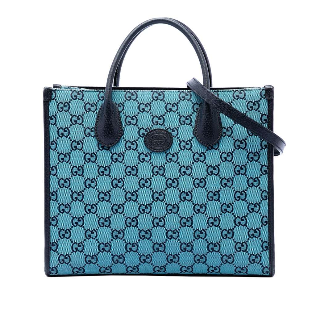Gucci Small GG Canvas Interlocking G Tote Blue Very good - Front View