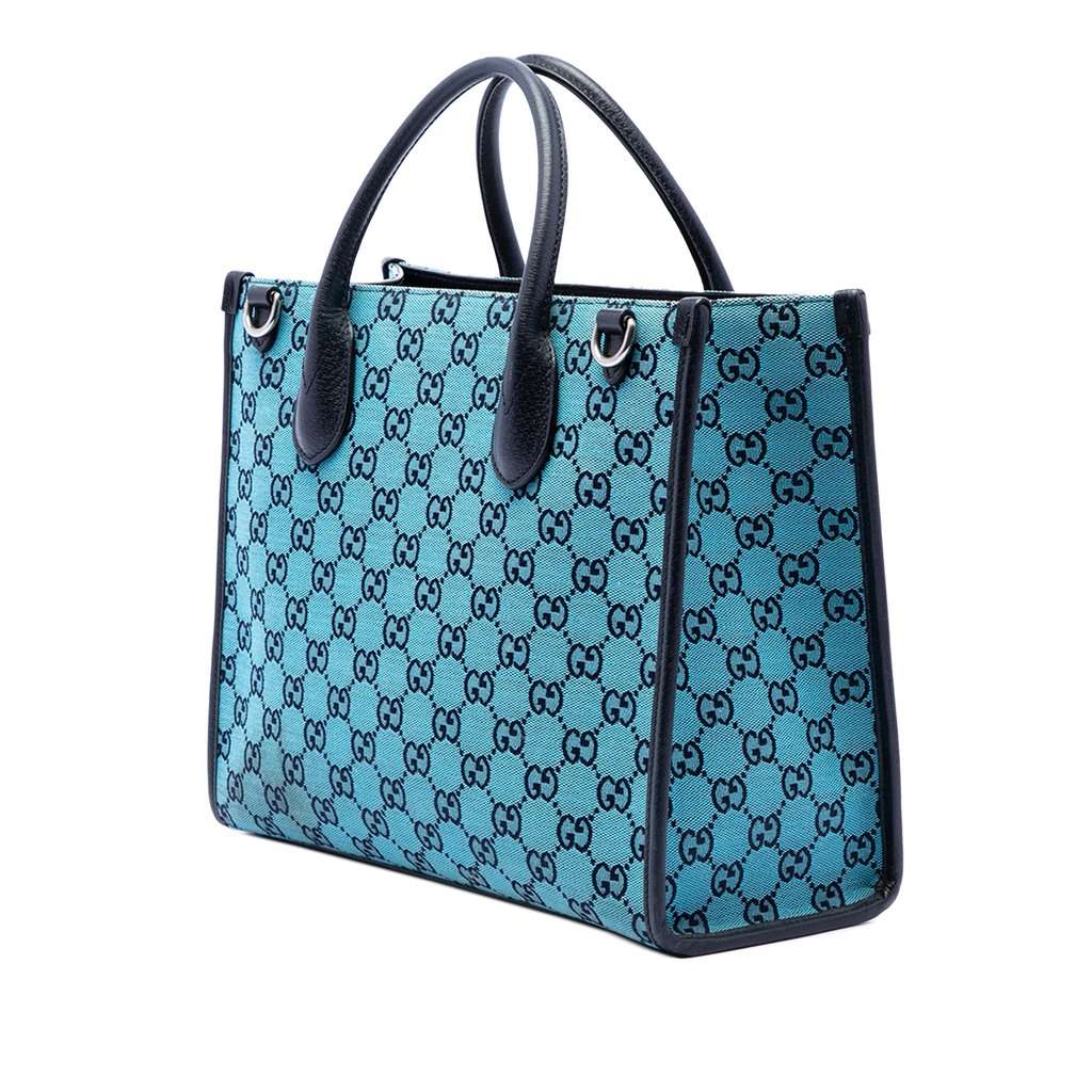 Gucci Small GG Canvas Interlocking G Tote Blue Very good - Back View