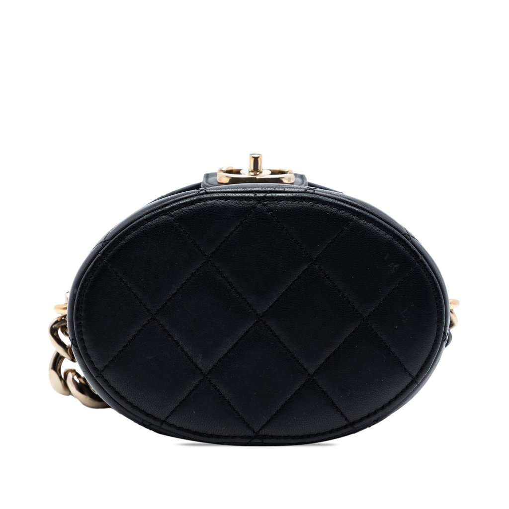 Chanel CC Lambskin Elegant Chain Vanity Case Black Leather Very good condition - Inside View