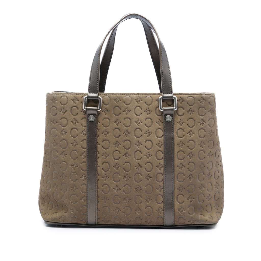Celine C Macadam Suede Tote Brown Leather Very good - Front View