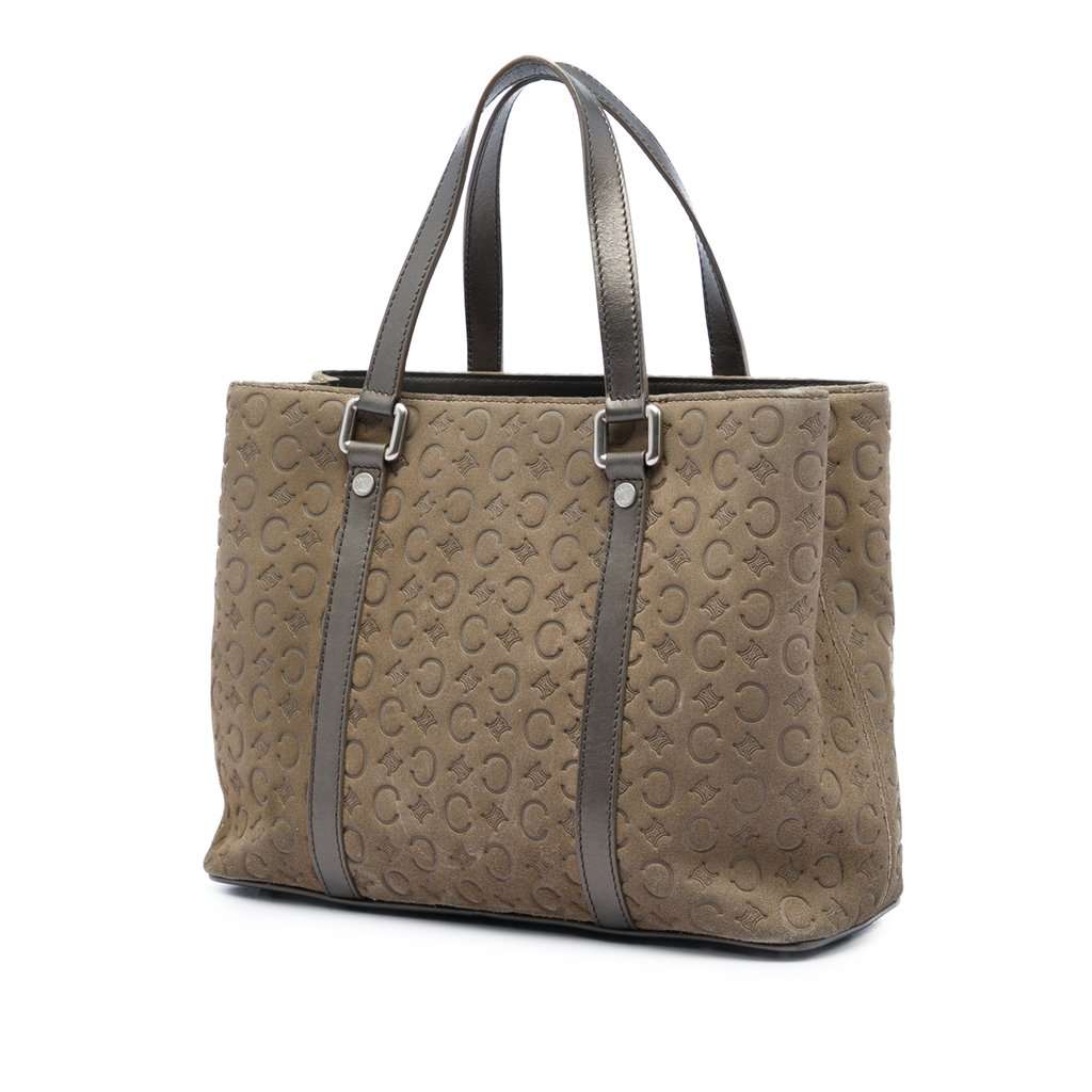 Celine C Macadam Suede Tote Brown Leather Very good - Back View