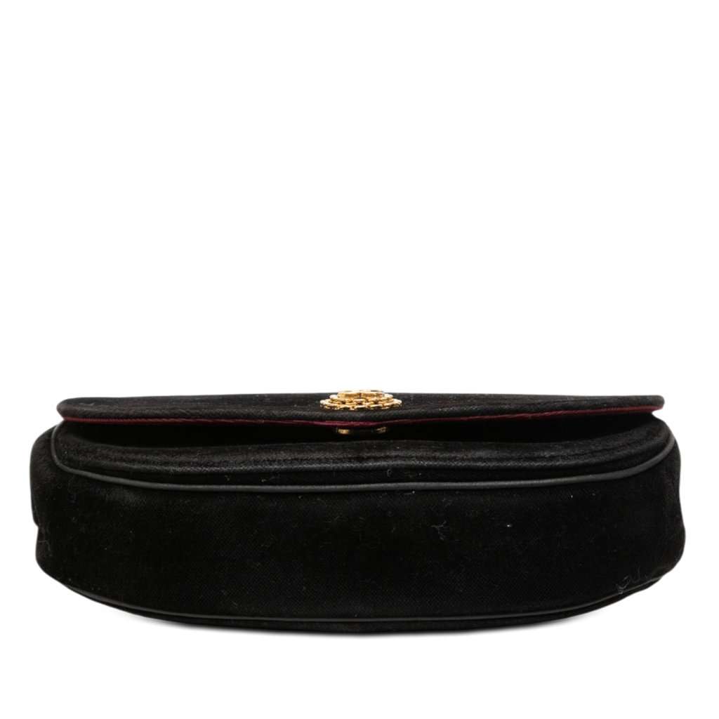 Chanel CC Quilted Velvet Half Moon Flap Black Very good condition - Inside View