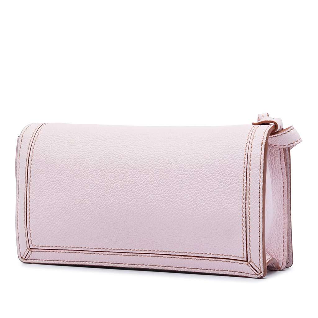 LOEWE Grained Calfskin Barcelona Wallet On Strap Pink Leather Very good - Back View