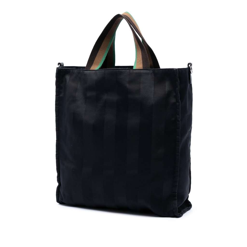 Fendi Pequin Nylon Roma Amor Tote Black Very good condition - Back View