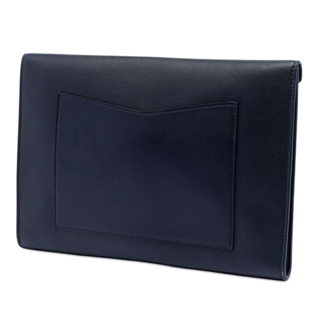 Chanel Lambskin Airlines Envelope Clutch Blue Leather Very good condition - Back View
