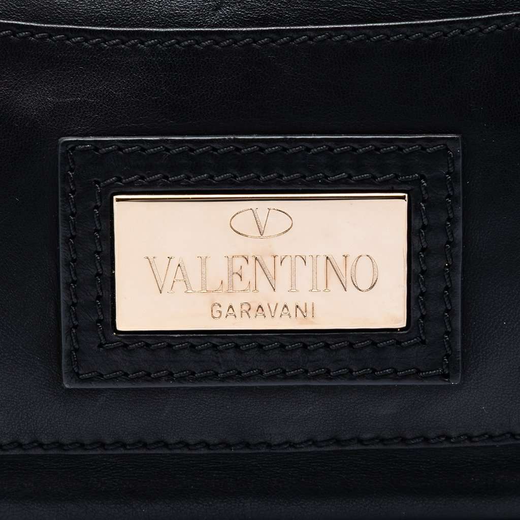 Valentino Nappa Petale Rose Shoulder Bag Black Leather Very good - Box View