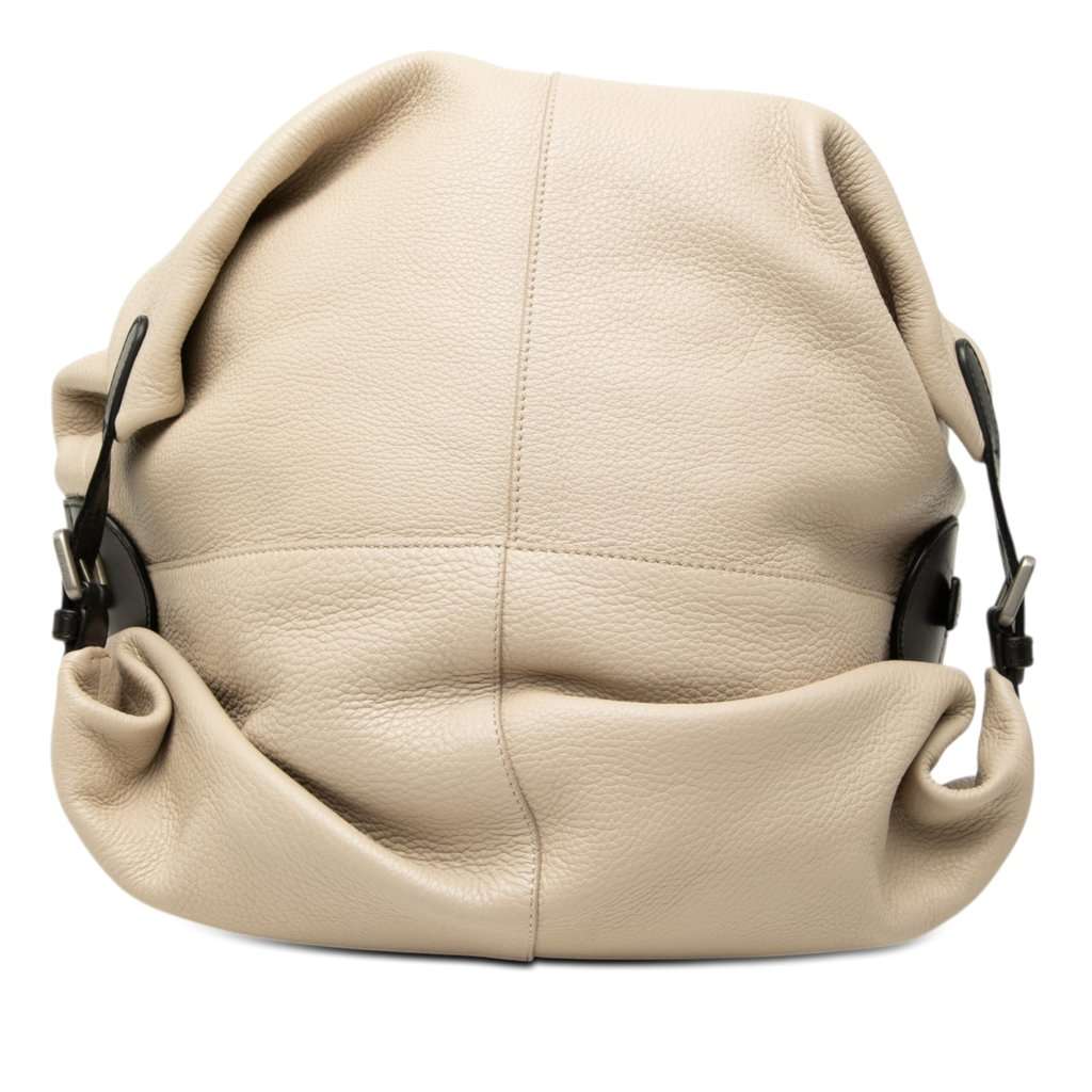 LOEWE Grained Calfskin Zip Handle Satchel Beige Leather Very good condition - Inside View