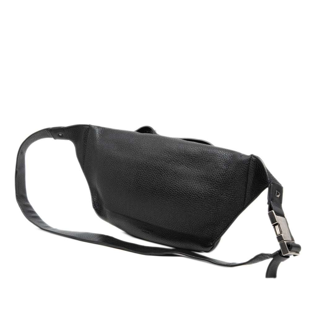 Valentino Pebbled Calfskin Rockstud Belt Bag Black Leather Very good - Back View