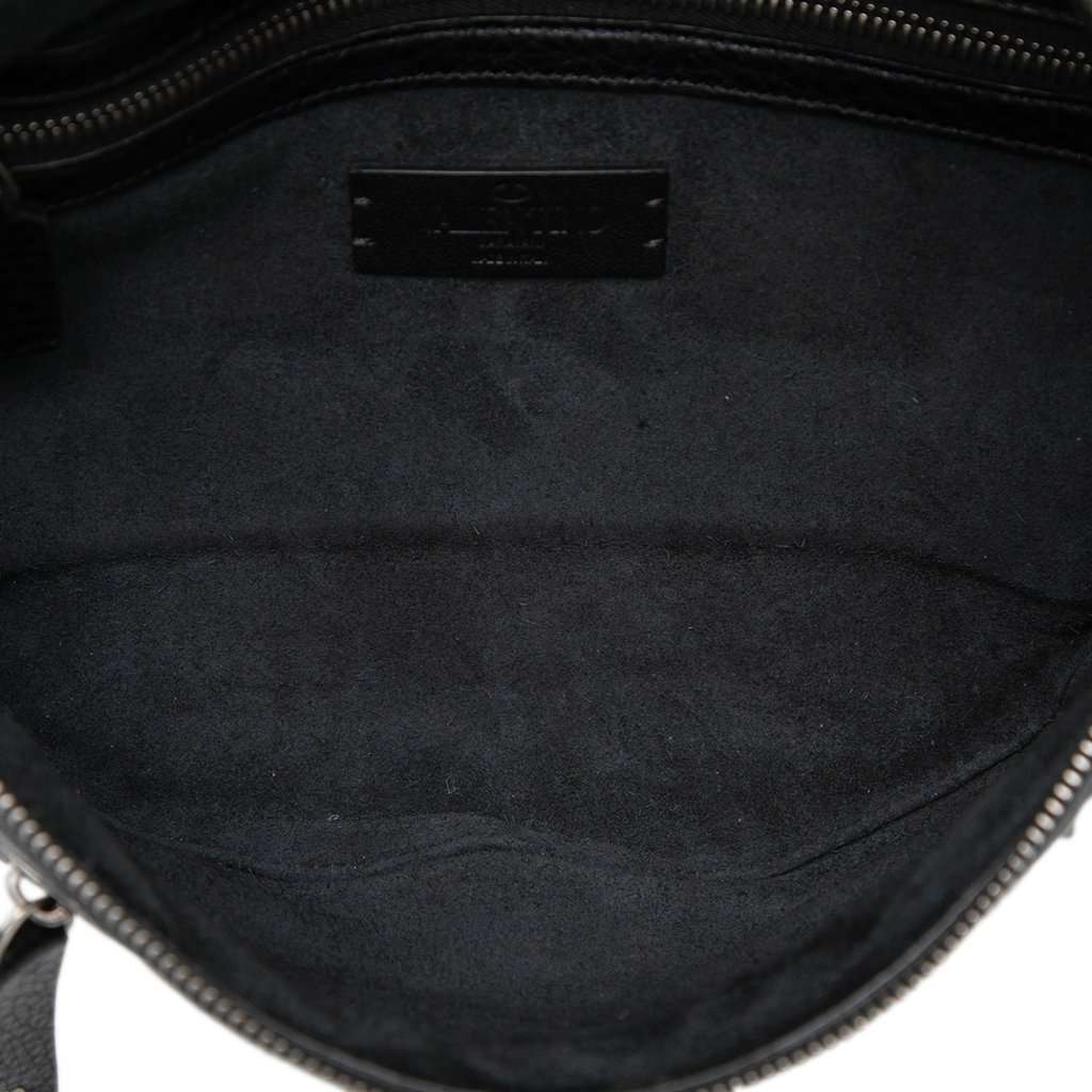 Valentino Pebbled Calfskin Rockstud Belt Bag Black Leather Very good - Model View