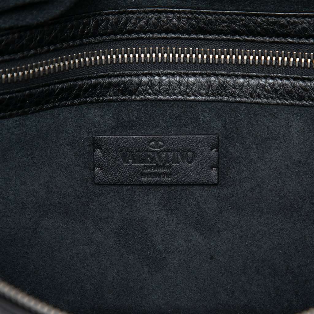Valentino Pebbled Calfskin Rockstud Belt Bag Black Leather Very good - Box View
