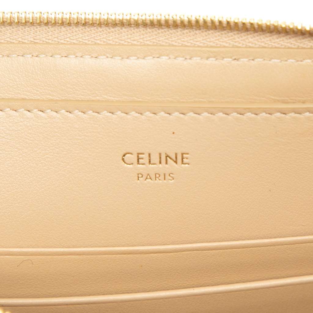 Celine Quilted Calfskin C Charm Clutch Beige Leather Very good condition - Box View