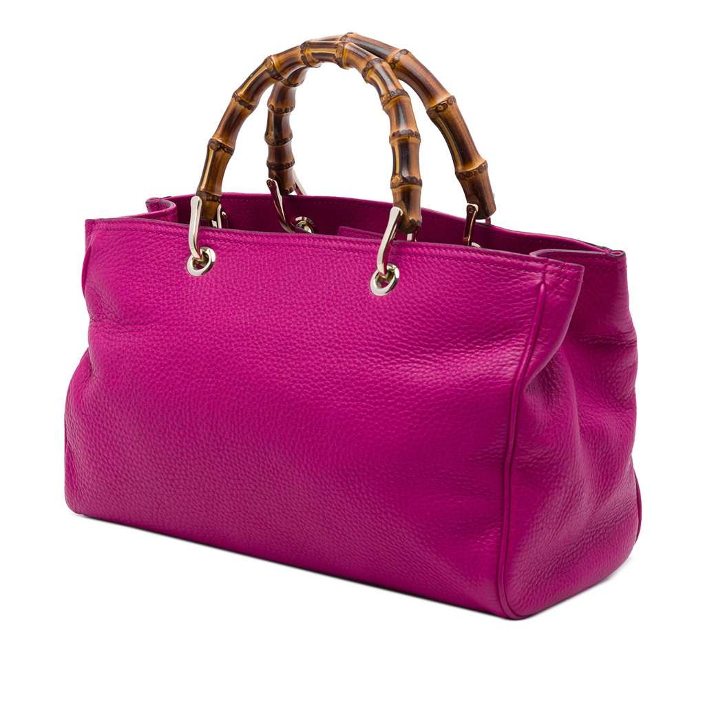 Gucci Medium Calfskin Bamboo Shopper Satchel Pink Leather Very good - Back View
