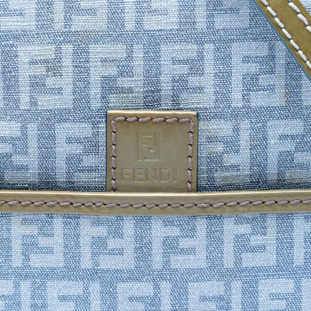 Fendi Zucchino Coated Canvas Forever Crossbody Blue Very good condition - Box View