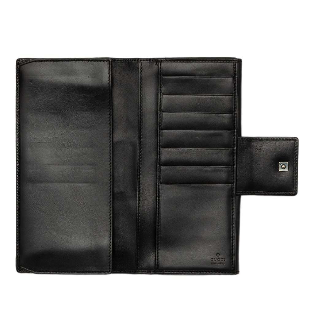 Gucci Canvas and Leather Web Continental Wallet Black Very good - Model View
