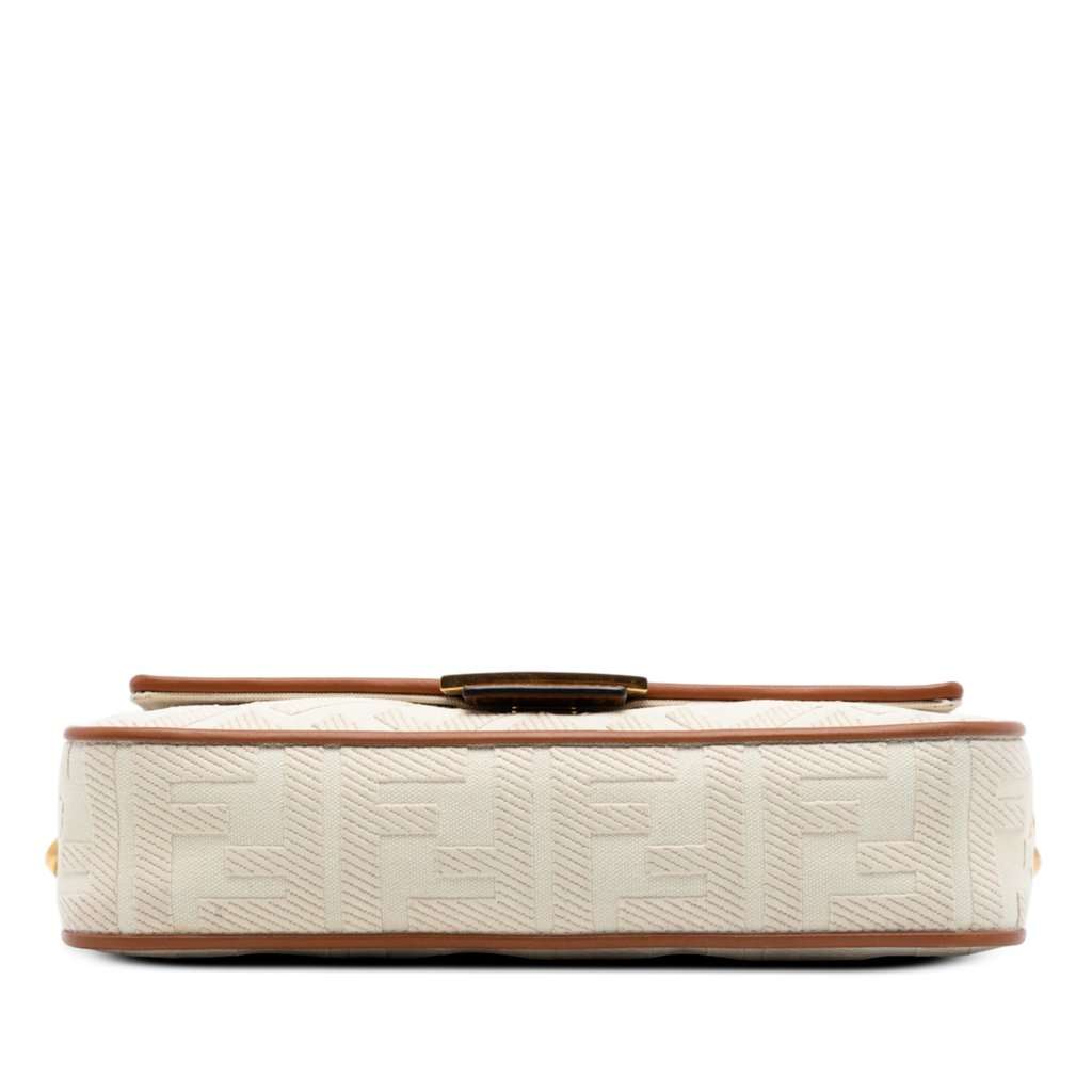 Fendi Zucca Embroidered Canvas Baguette Satchel Beige Never worn, with tag - Inside View