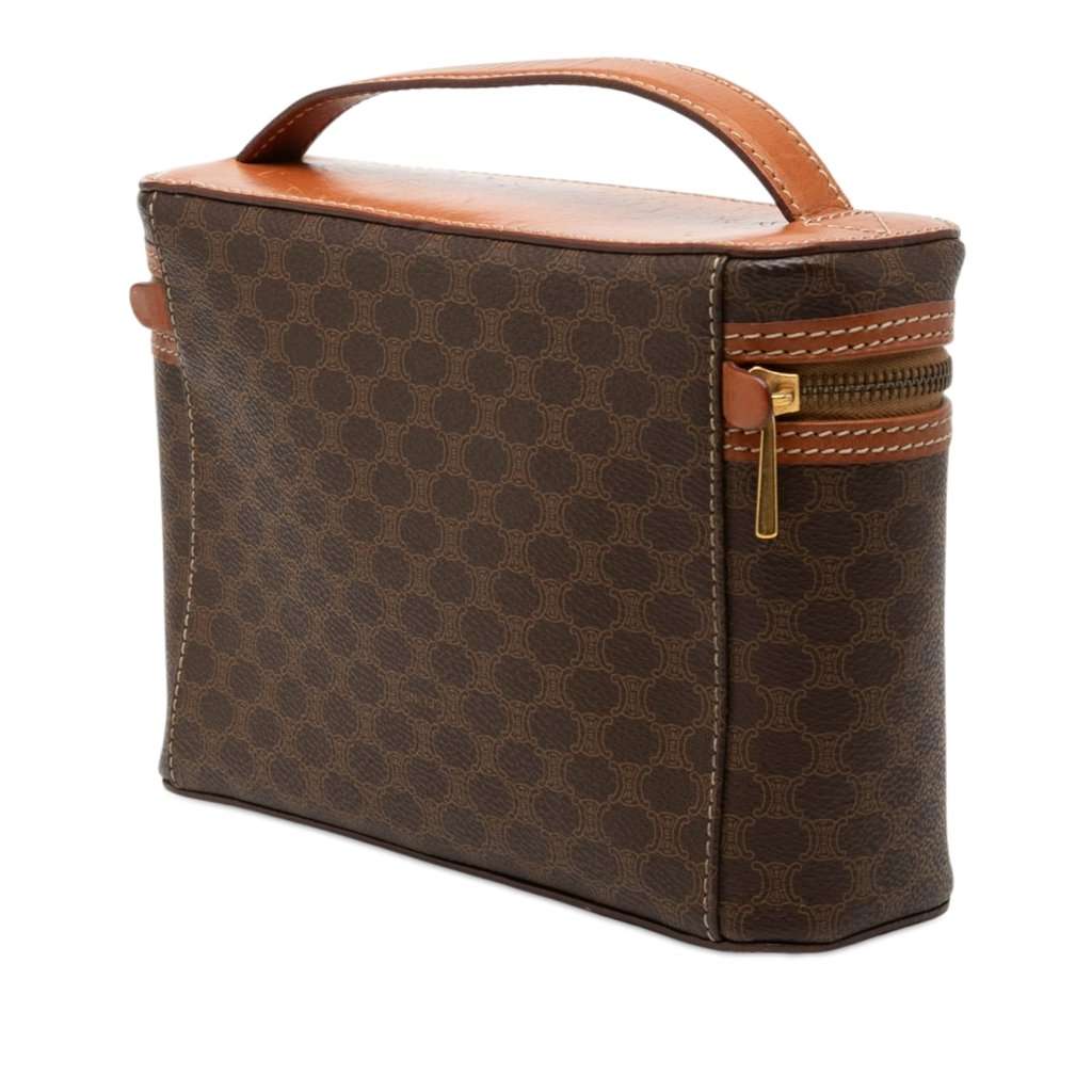 Celine Macadam Coated Canvas Vanity Bag Brown Very good - Back View