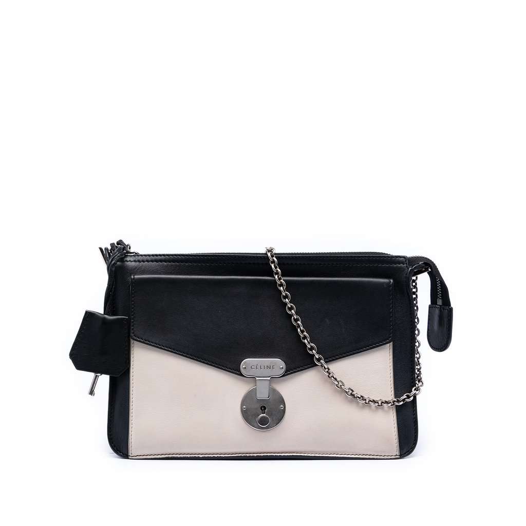 Celine Bicolor Leather Pocket Envelope Zip Crossbody Black Leather Very good condition - Front View
