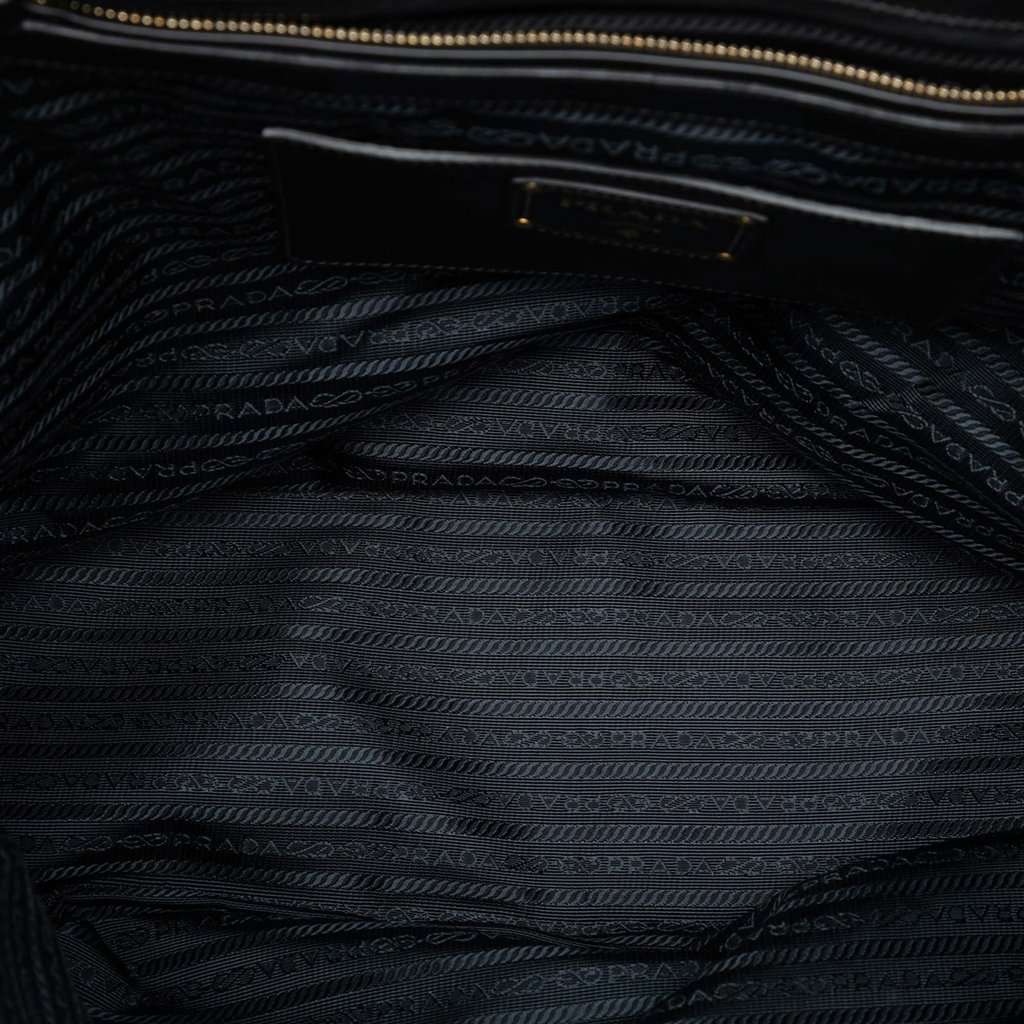 Prada Soft Calf Side Zip Open Convertible Tote Black Leather Very good condition - Model View