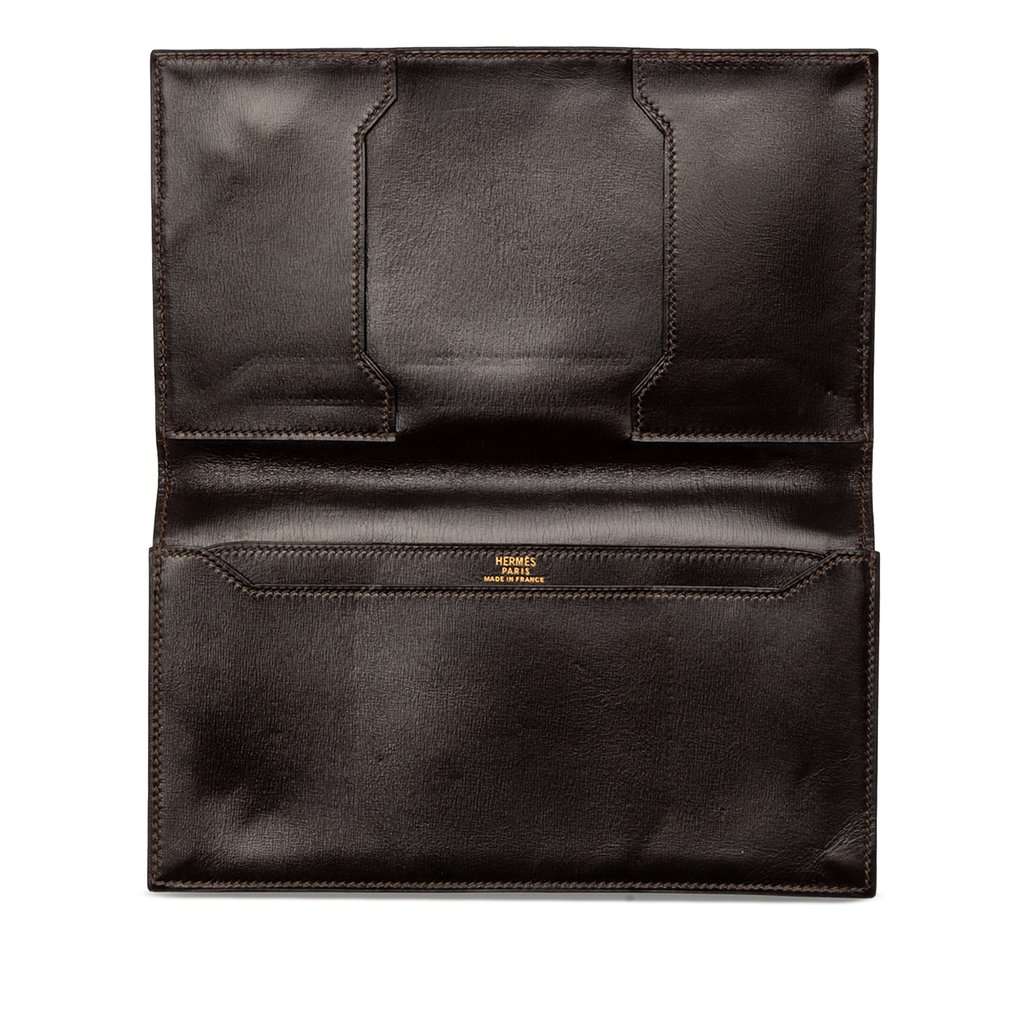 Hermès Box Calf Lydie Bifold Long Wallet Brown Leather Very good - Model View