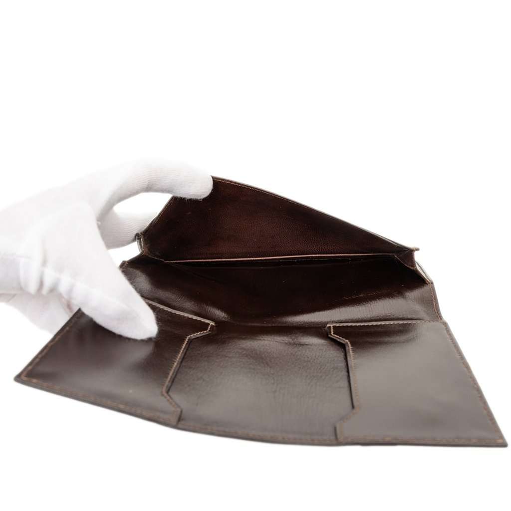 Hermès Box Calf Lydie Bifold Long Wallet Brown Leather Very good - Box View