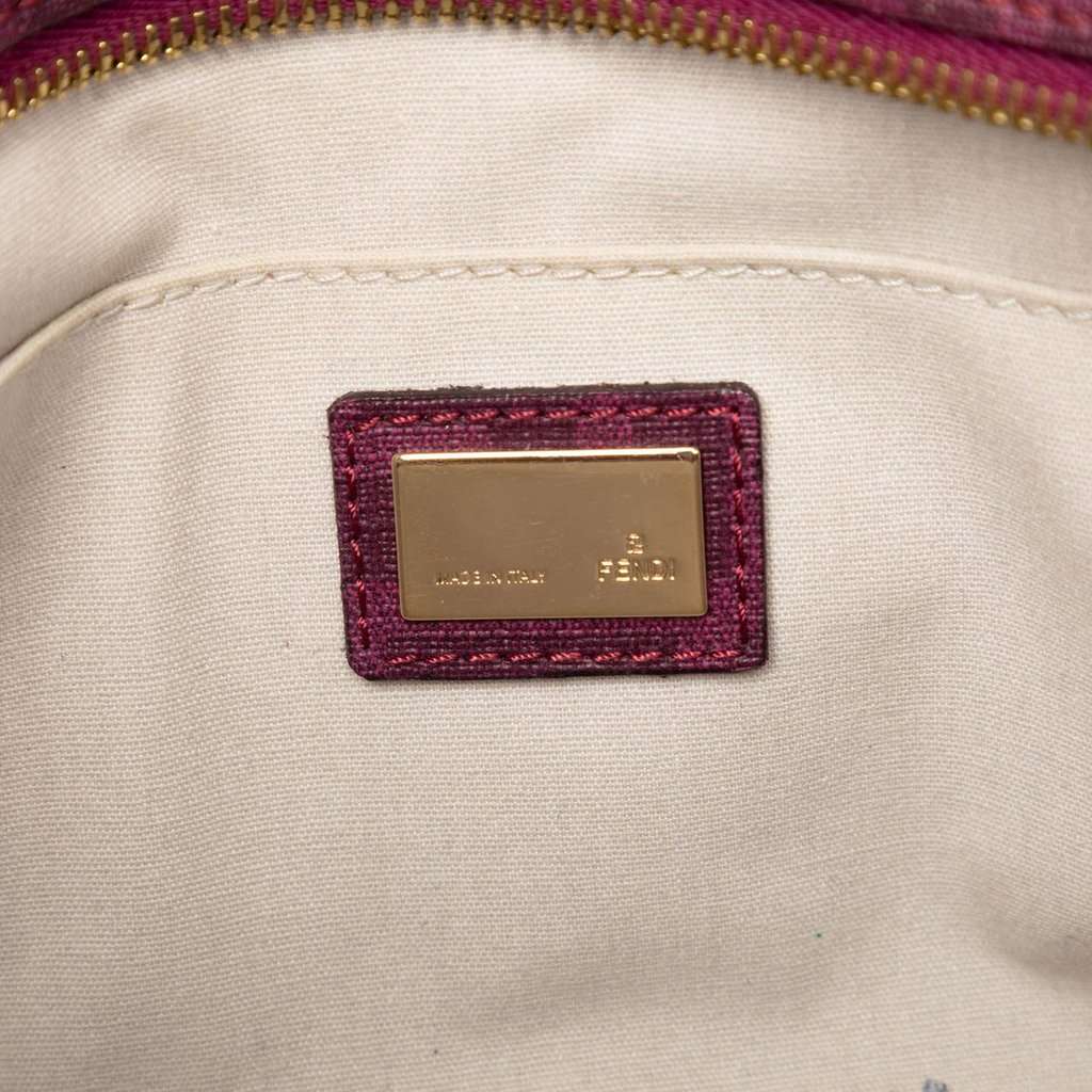 Fendi Small Zucca Floral Embroidered Spalmati Roll Tote Purple Very good condition - Box View