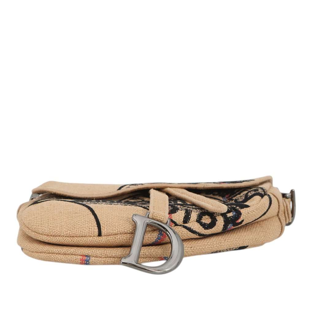 Dior Jute Union Embroidered Saddle Bag Beige Very good - Inside View