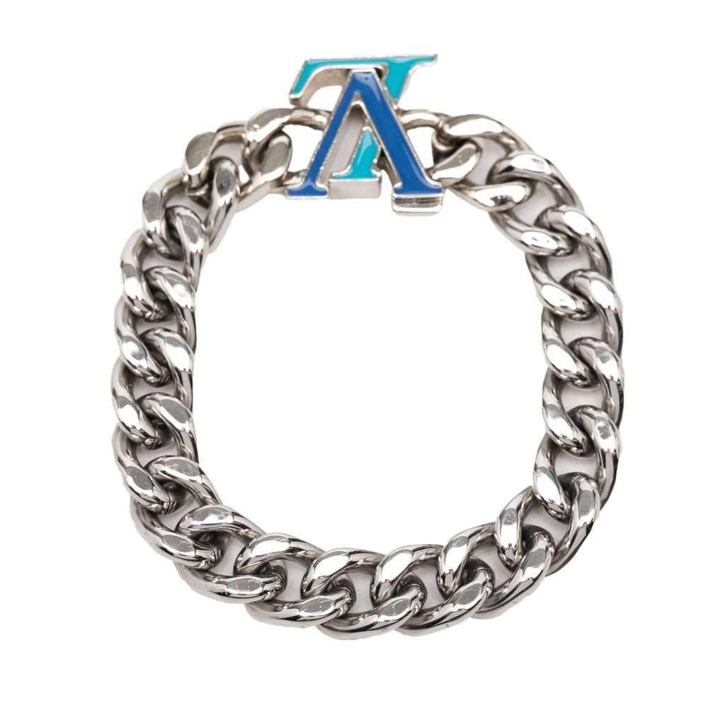 Louis Vuitton Stainless Steel Enamel LV Chain Bracelet M Silver Metal Very good condition - Inside View