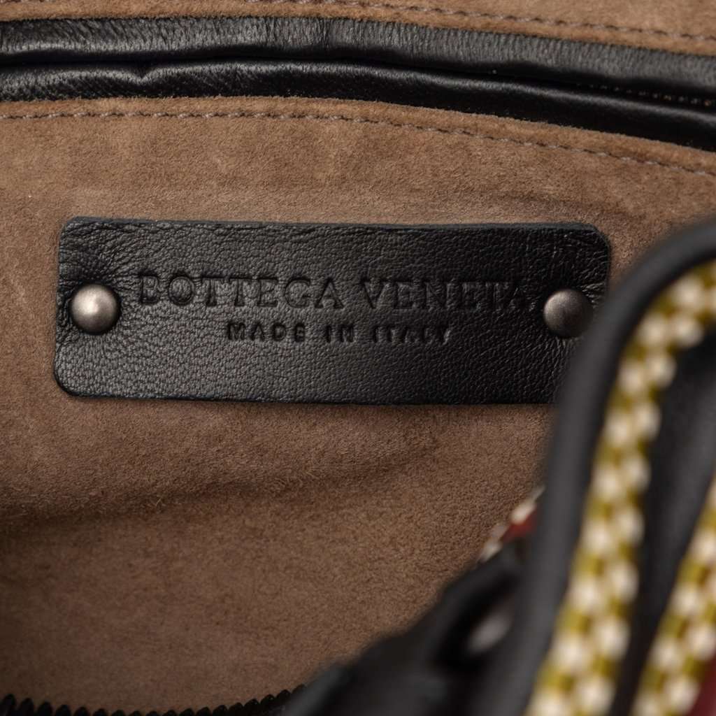 Bottega Veneta Nappa Diagonal Stripe Boston Bag Black Leather Very good - Box View