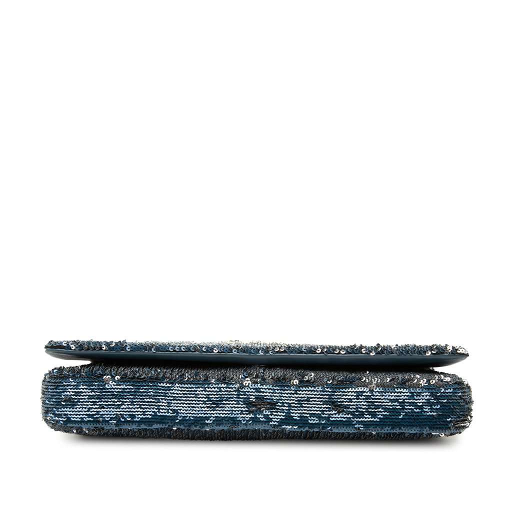 Chanel Coco Cuba Sequins Flap Clutch with Chain Blue Very good - Inside View