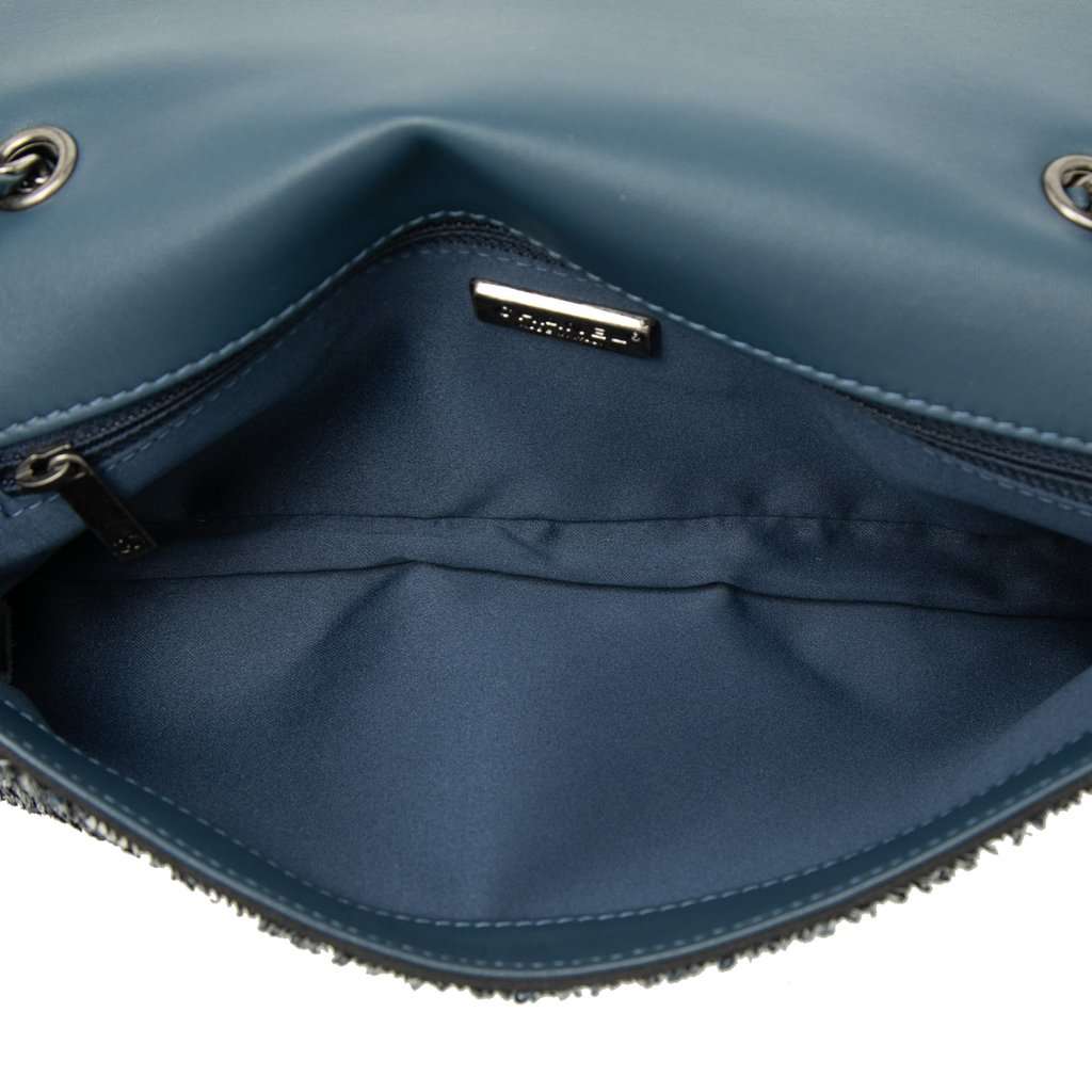 Chanel Coco Cuba Sequins Flap Clutch with Chain Blue Very good - Model View